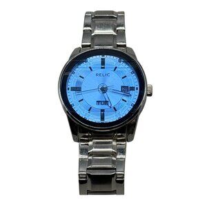 relic watch men's stainless steel blue face 1.5" READ